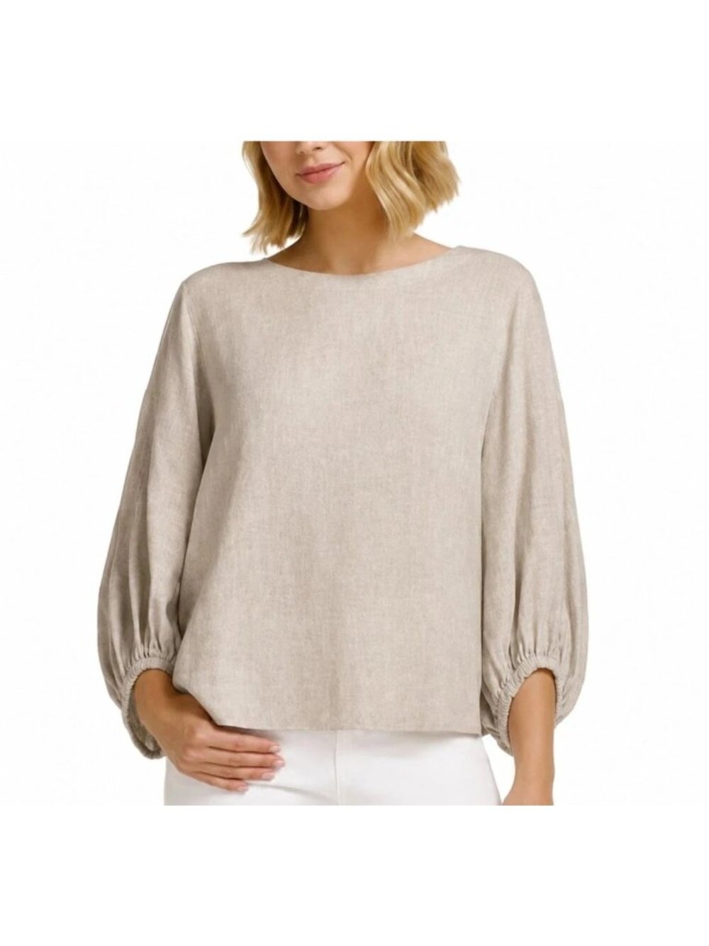 Matty M Womens Oatmeal Top With Elastic Cuffs Long Sleeves Size XL